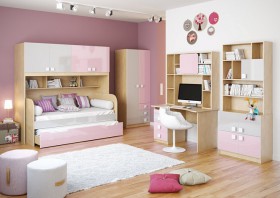 Детская комната Грэйси (Розовый/Серый/корпус Клен) в Любинском - lyubinskij.katalogmebeli.com | фото 2
