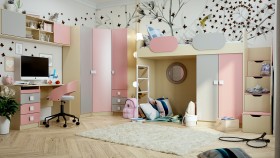 Детская комната Грэйси (Розовый/Серый/корпус Клен) в Любинском - lyubinskij.katalogmebeli.com | фото