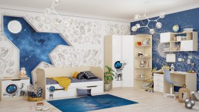 Детская комната Санни (Белый/корпус Клен) в Любинском - lyubinskij.katalogmebeli.com | фото 2