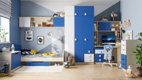 Детская комната Скай (Синий/Белый/корпус Клен) в Любинском - lyubinskij.katalogmebeli.com | фото