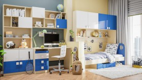 Детская комната Скай Люкс (Синий/Белый/корпус Клен) в Любинском - lyubinskij.katalogmebeli.com | фото 9