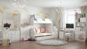 Детская комната Совушки (Белый/корпус Выбеленное дерево) в Любинском - lyubinskij.katalogmebeli.com | фото 3