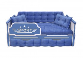 Кровать 170 серии Спорт 2 ящика 85 Синий (подушки) в Любинском - lyubinskij.katalogmebeli.com | фото