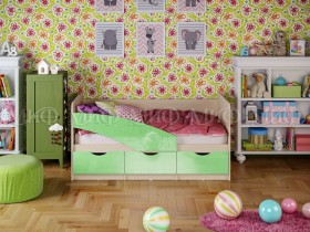 Кровать Бабочки 1,6м (Салатовый металлик) в Любинском - lyubinskij.katalogmebeli.com | фото
