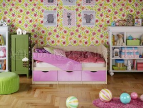 Кровать Бабочки 1,6м (Сиреневый металлик) в Любинском - lyubinskij.katalogmebeli.com | фото