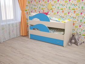 Кровать детская Радуга 1600 Млечный дуб/Голубой в Любинском - lyubinskij.katalogmebeli.com | фото
