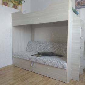 Кровать двухъярусная с диваном (Беленый дуб) в Любинском - lyubinskij.katalogmebeli.com | фото