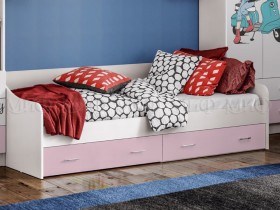 Кровать Fashion-1 Вега 0,9 м (Белый/Розовый) в Любинском - lyubinskij.katalogmebeli.com | фото