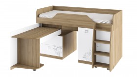 Кровать комбинированная «Оксфорд» (Ривьера/Белый с рисунком) в Любинском - lyubinskij.katalogmebeli.com | фото 3