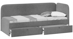 Кровать «Молли» с мягкой обивкой (900) тип 1 (Микровелюр Scandi Graphite 22) в Любинском - lyubinskij.katalogmebeli.com | фото 2
