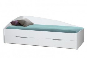Кровать одинарная "Фея - 3" (асимметричная) (2000х900) New/(белый / белый / ДВПО белый) в Любинском - lyubinskij.katalogmebeli.com | фото
