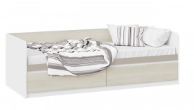 Кровать «Сканди» с 2 ящиками Дуб Гарден/Белый/Глиняный серый в Любинском - lyubinskij.katalogmebeli.com | фото
