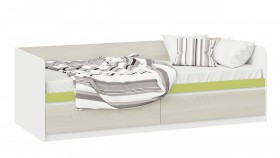 Кровать «Сканди» с 2 ящиками Дуб Гарден/Белый/Зеленый в Любинском - lyubinskij.katalogmebeli.com | фото