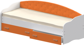 Кровать Софа-8 с мягкой спинкой (900х2000) Белый/Оранжевый в Любинском - lyubinskij.katalogmebeli.com | фото