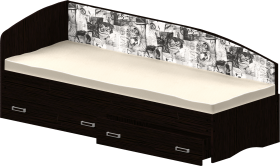 Кровать Софа-9 с мягкой спинкой с рисунком Милана (900х1900) Венге в Любинском - lyubinskij.katalogmebeli.com | фото