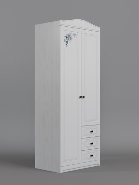 Шкаф 2-х створчатый с ящиками Бэлла (Выбеленное дерево/Белый) в Любинском - lyubinskij.katalogmebeli.com | фото