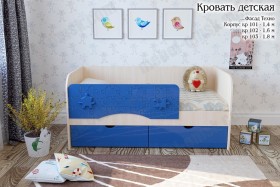 Техно Кровать детская 2 ящика 1.6 Синий глянец в Любинском - lyubinskij.katalogmebeli.com | фото
